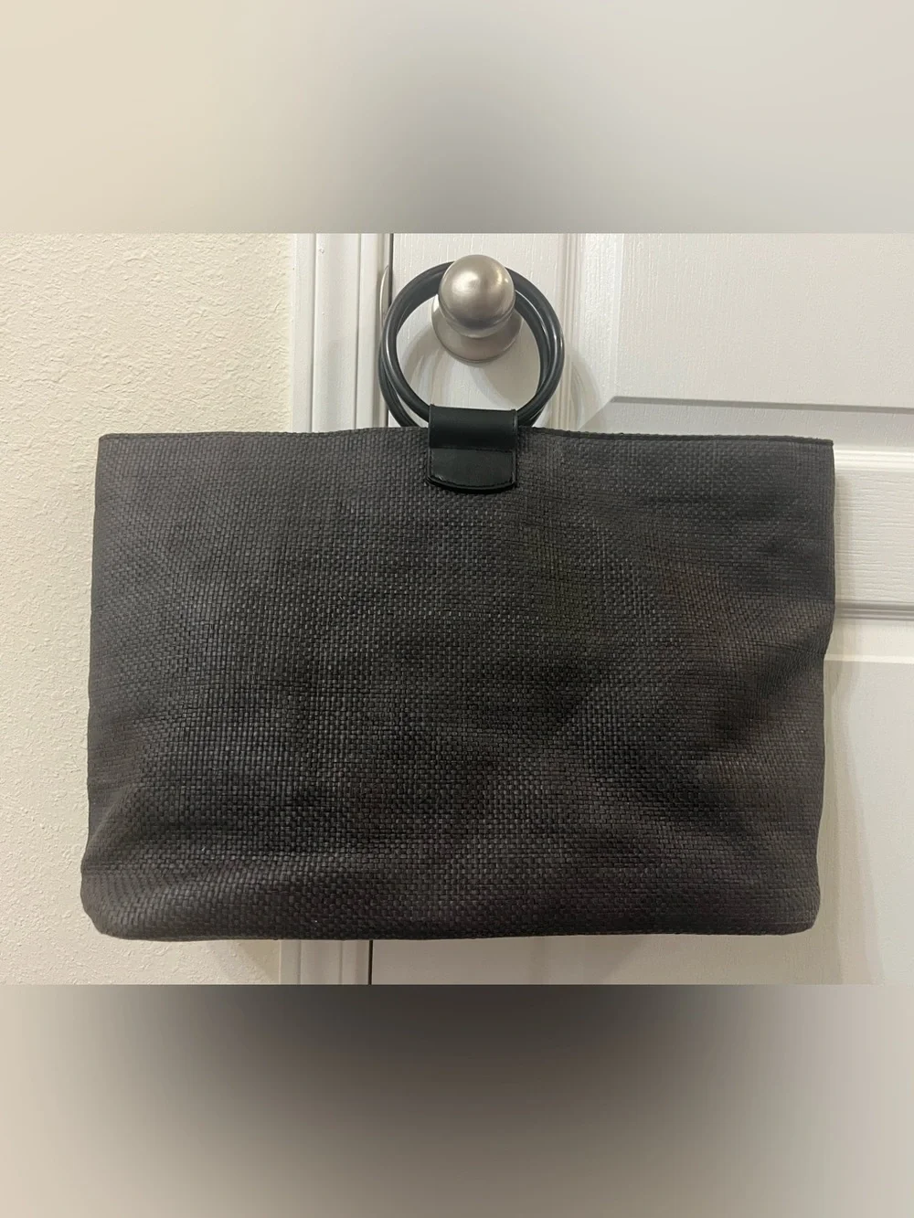 kate spade Black Woven Tote with Round Handles